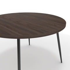 Étkezőasztal, kerek - Manu fekete lábbal - Sötét rauna szil, méret: 120x120