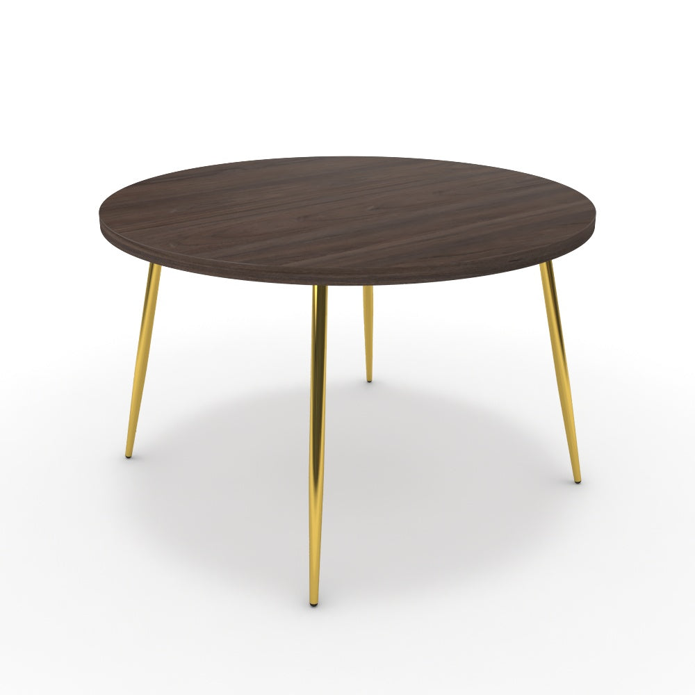 Étkezőasztal, kerek - Manu arany lábbal - Sötét rauna szil, méret: 120x120