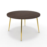 Étkezőasztal, kerek - Manu arany lábbal - Sötét rauna szil, méret: 120x120