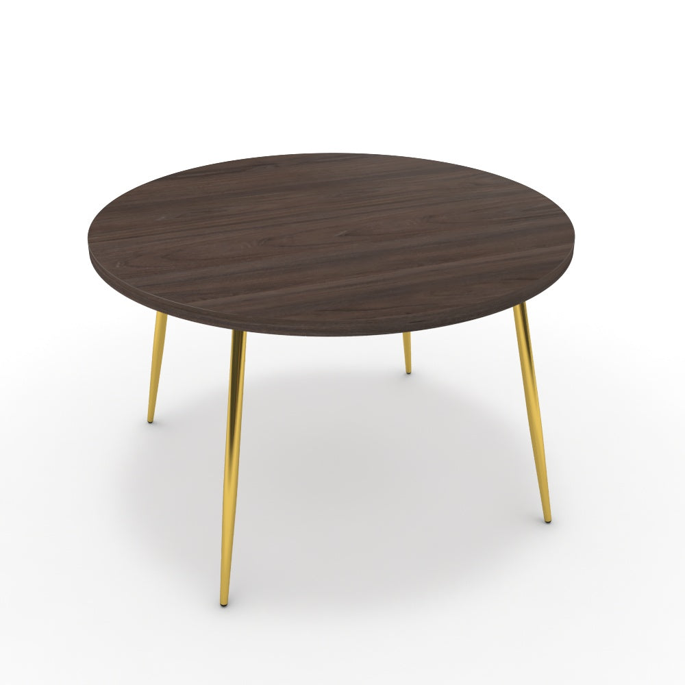 Étkezőasztal, kerek - Manu arany lábbal - Sötét rauna szil, méret: 120x120