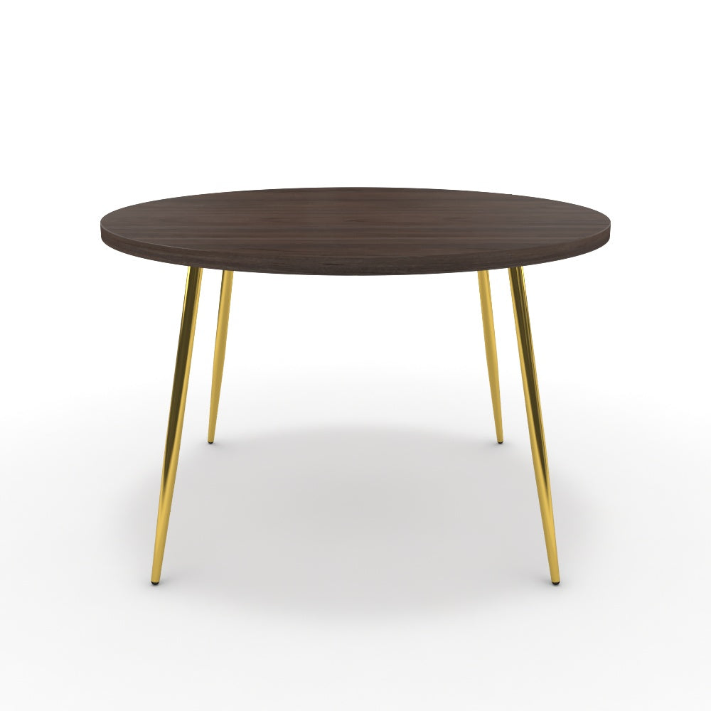 Étkezőasztal, kerek - Manu arany lábbal - Sötét rauna szil, méret: 120x120