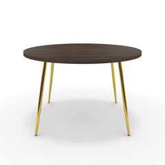 Étkezőasztal, kerek - Manu arany lábbal - Sötét rauna szil, méret: 120x120