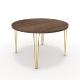 Étkezőasztal, kerek - Linga arany lábbal - Barna sonoma tölgy, méret: 120x120