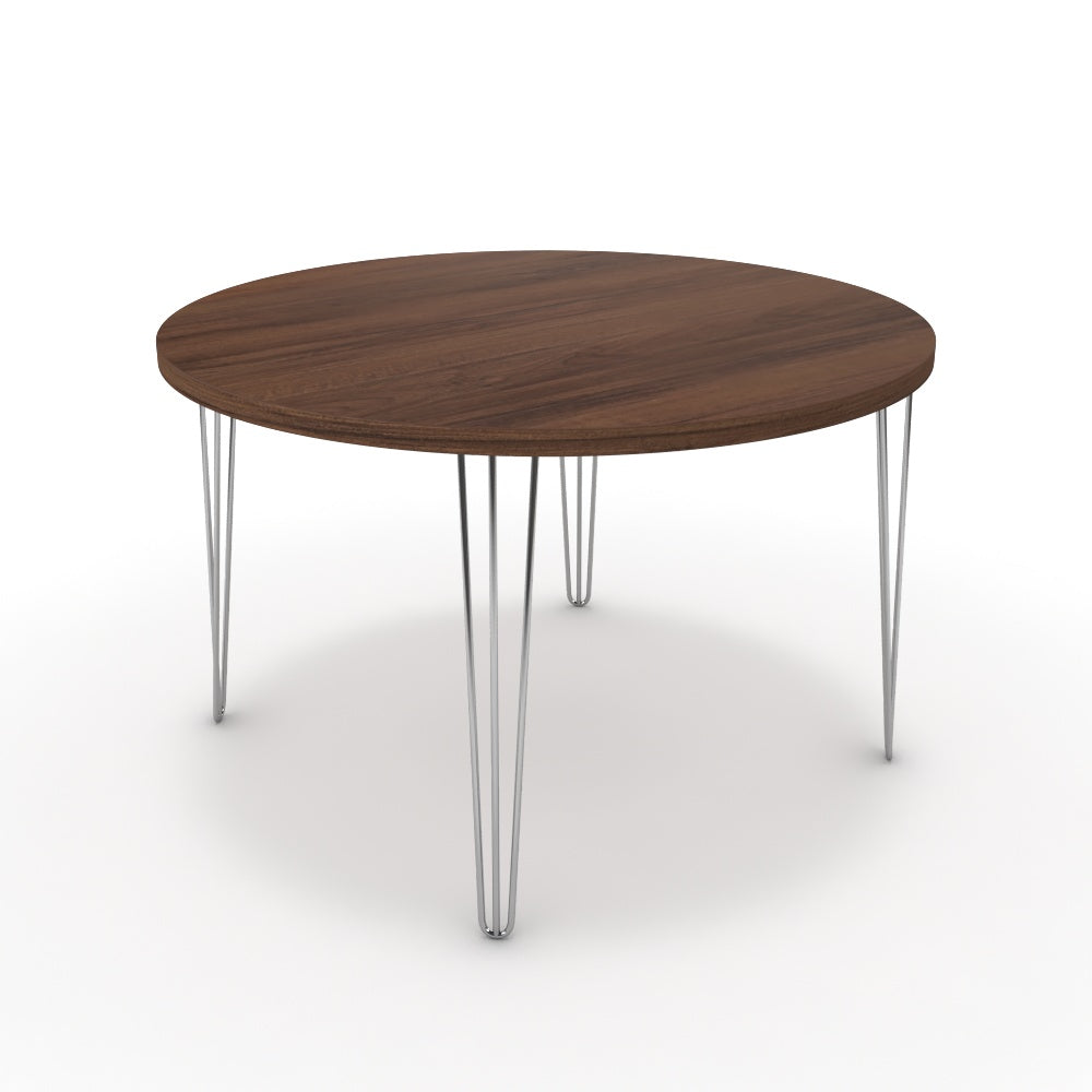 Étkezőasztal, kerek - Linga króm lábbal - Mogyoró, méret: 120x120