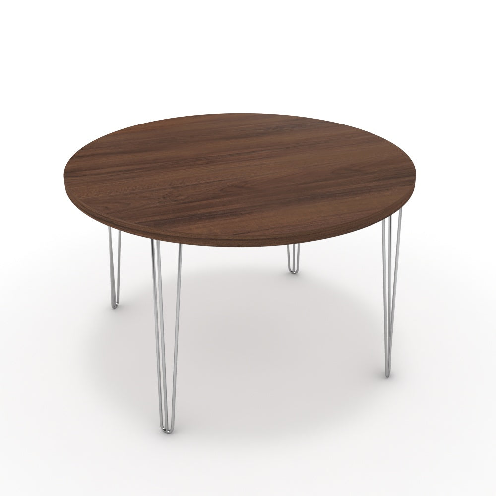 Étkezőasztal, kerek - Linga króm lábbal - Mogyoró, méret: 120x120