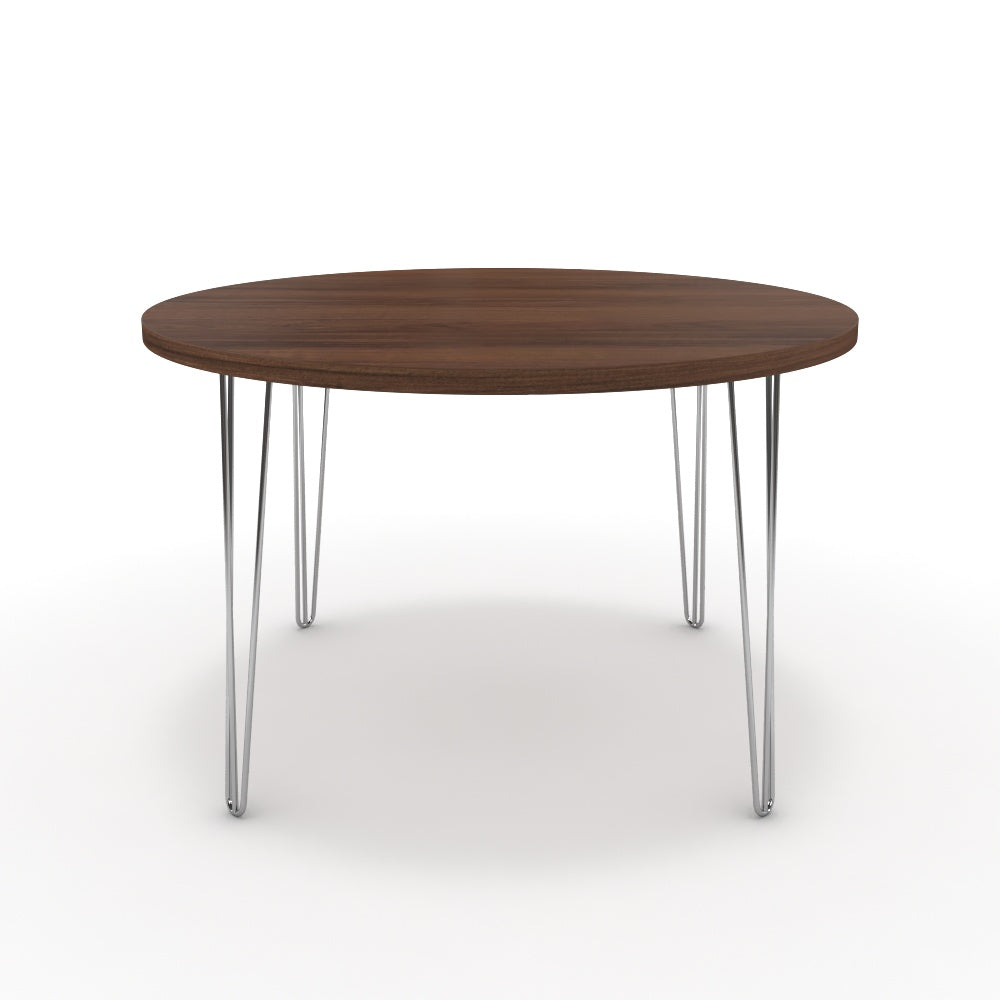 Étkezőasztal, kerek - Linga króm lábbal - Mogyoró, méret: 120x120