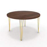 Étkezőasztal, kerek - Linga arany lábbal - Mogyoró, méret: 120x120