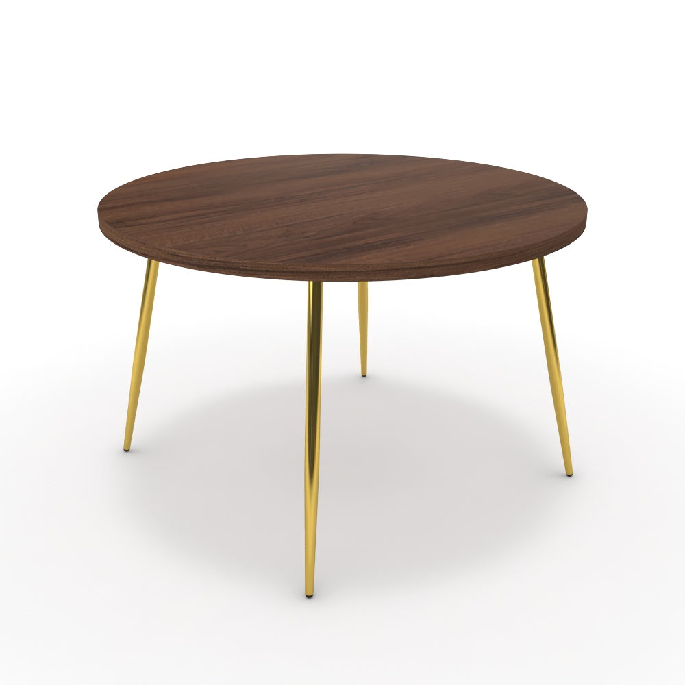 Étkezőasztal, kerek - Manu arany lábbal - Mogyoró, méret: 120x120