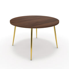 Étkezőasztal, kerek - Manu arany lábbal - Mogyoró, méret: 120x120