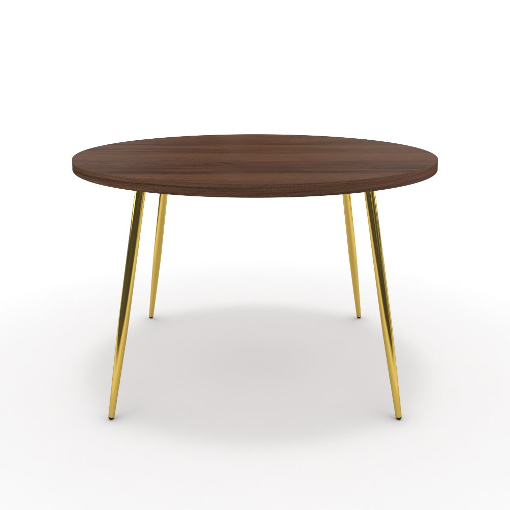 Étkezőasztal, kerek - Manu arany lábbal - Mogyoró, méret: 120x120