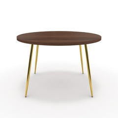 Étkezőasztal, kerek - Manu arany lábbal - Mogyoró, méret: 120x120