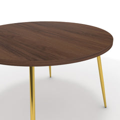 Étkezőasztal, kerek - Manu arany lábbal - Mogyoró, méret: 120x120