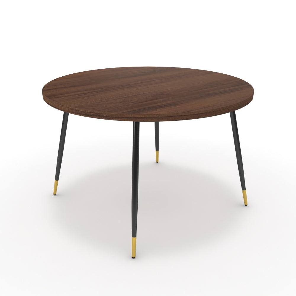 Étkezőasztal, kerek - Manu fekete és arany lábbal - Mogyoró, méret: 120x120