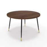 Étkezőasztal, kerek - Manu fekete és arany lábbal - Mogyoró, méret: 120x120