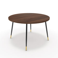 Étkezőasztal, kerek - Manu fekete és arany lábbal - Mogyoró, méret: 120x120