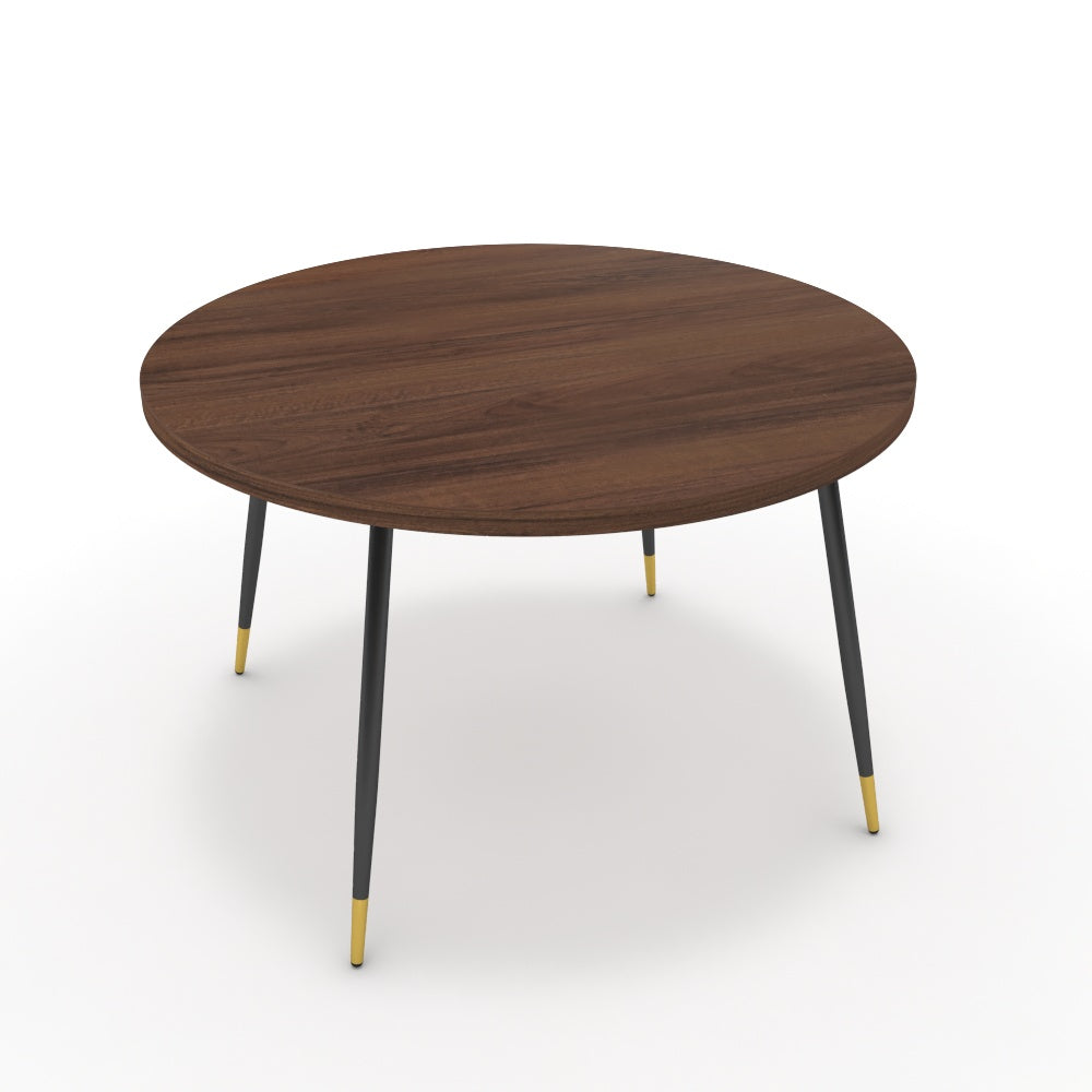 Étkezőasztal, kerek - Manu fekete és arany lábbal - Mogyoró, méret: 120x120