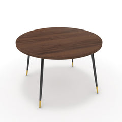 Étkezőasztal, kerek - Manu fekete és arany lábbal - Mogyoró, méret: 120x120