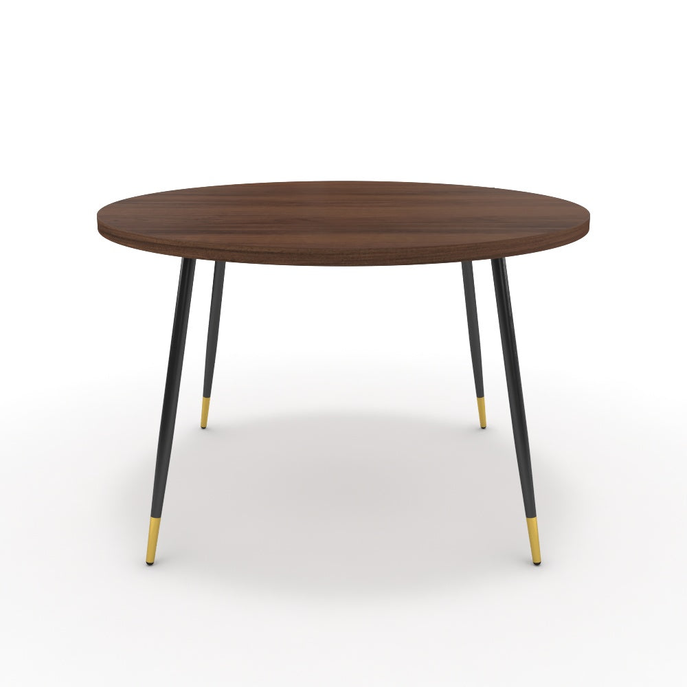 Étkezőasztal, kerek - Manu fekete és arany lábbal - Mogyoró, méret: 120x120