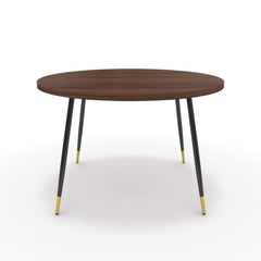 Étkezőasztal, kerek - Manu fekete és arany lábbal - Mogyoró, méret: 120x120