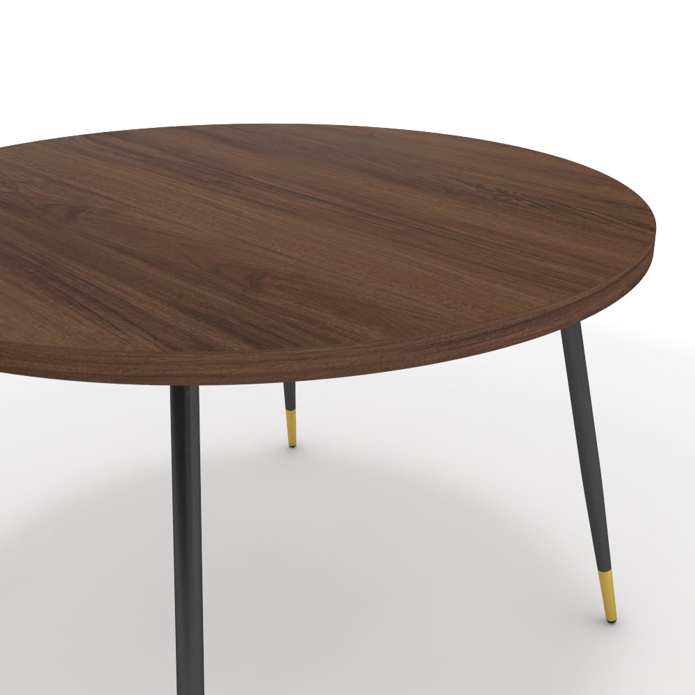 Étkezőasztal, kerek - Manu fekete és arany lábbal - Mogyoró, méret: 120x120