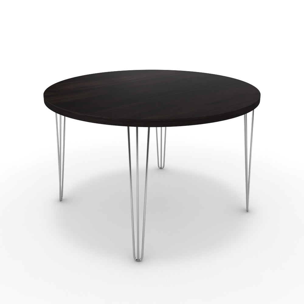 Étkezőasztal, kerek - Linga króm lábbal - Füstölt dió, méret: 120x120