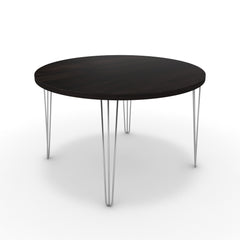 Étkezőasztal, kerek - Linga króm lábbal - Füstölt dió, méret: 120x120