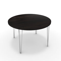 Étkezőasztal, kerek - Linga króm lábbal - Füstölt dió, méret: 120x120