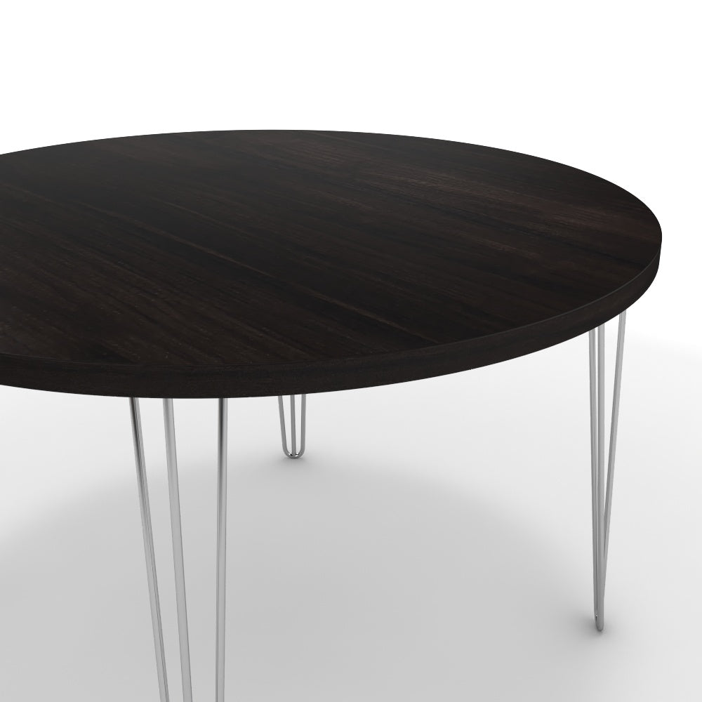 Étkezőasztal, kerek - Linga króm lábbal - Füstölt dió, méret: 120x120