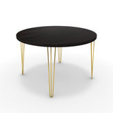 Étkezőasztal, kerek - Linga arany lábbal - Füstölt dió, méret: 120x120