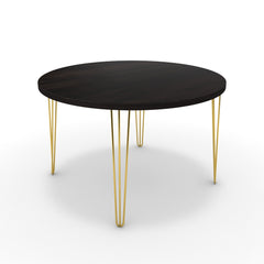 Étkezőasztal, kerek - Linga arany lábbal - Füstölt dió, méret: 120x120