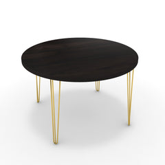 Étkezőasztal, kerek - Linga arany lábbal - Füstölt dió, méret: 120x120