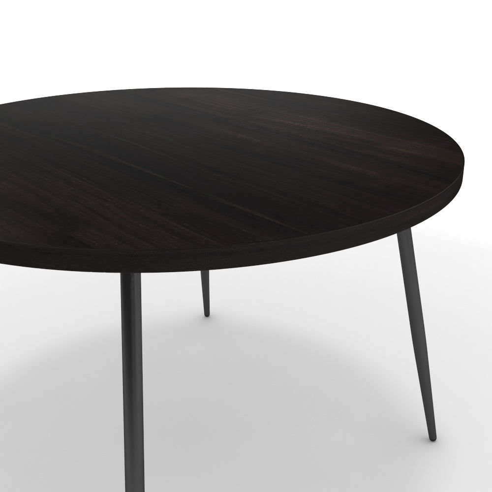 Étkezőasztal, kerek - Manu fekete lábbal - Füstölt dió, méret: 120x120