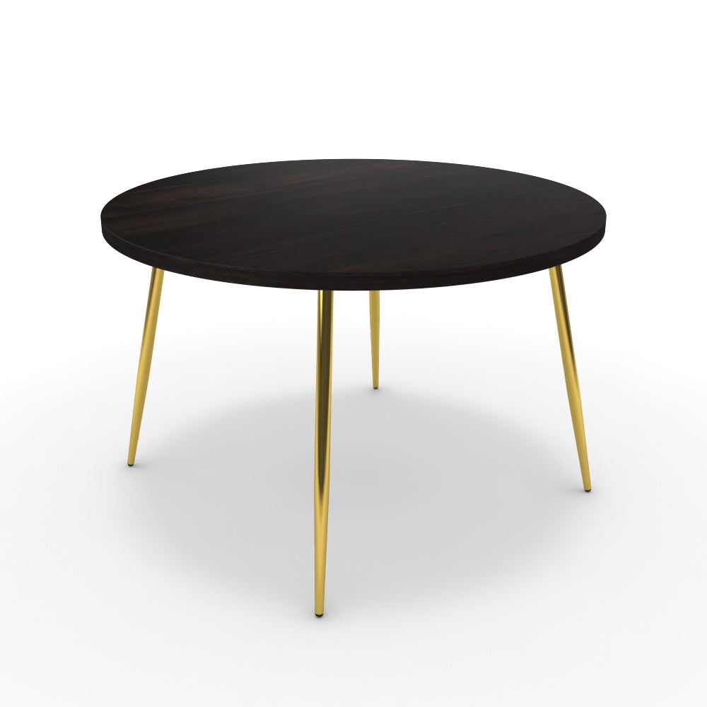 Étkezőasztal, kerek - Manu arany lábbal - Füstölt dió, méret: 120x120