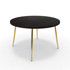 Étkezőasztal, kerek - Manu arany lábbal - Füstölt dió, méret: 120x120