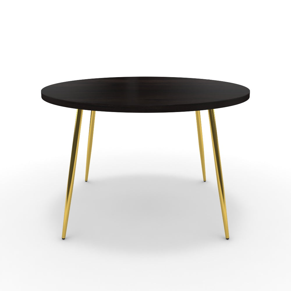 Étkezőasztal, kerek - Manu arany lábbal - Füstölt dió, méret: 120x120