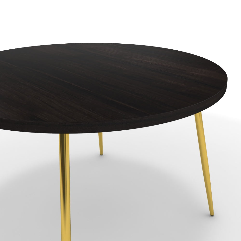 Étkezőasztal, kerek - Manu arany lábbal - Füstölt dió, méret: 120x120