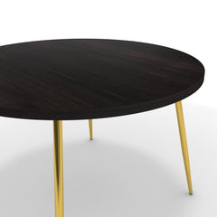 Étkezőasztal, kerek - Manu arany lábbal - Füstölt dió, méret: 120x120