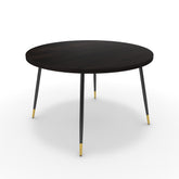 Étkezőasztal, kerek - Manu fekete és arany lábbal - Füstölt dió, méret: 120x120