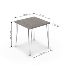 Étkezőasztal - Linga króm lábbal - Vil.szürke Chicago beton, méret: 75x75