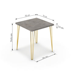 Étkezőasztal - Linga arany lábbal - Vil.szürke Chicago beton, méret: 75x75