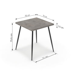 Étkezőasztal - Manu fekete lábbal - Vil.szürke Chicago beton, méret: 75x75