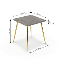 Étkezőasztal - Manu arany lábbal - Vil.szürke Chicago beton, méret: 75x75