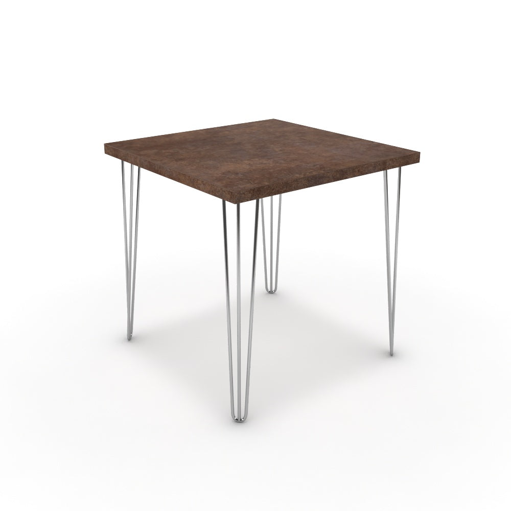 Étkezőasztal - Linga króm lábbal - Ferro bronz, méret: 75x75