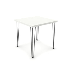 Étkezőasztal - Linga fekete lábbal - Alpesi fehér, méret: 75x75