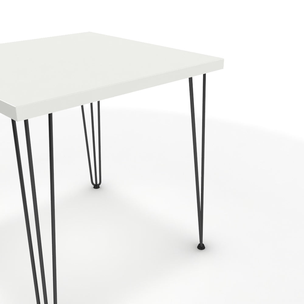 Étkezőasztal - Linga fekete lábbal - Alpesi fehér, méret: 75x75