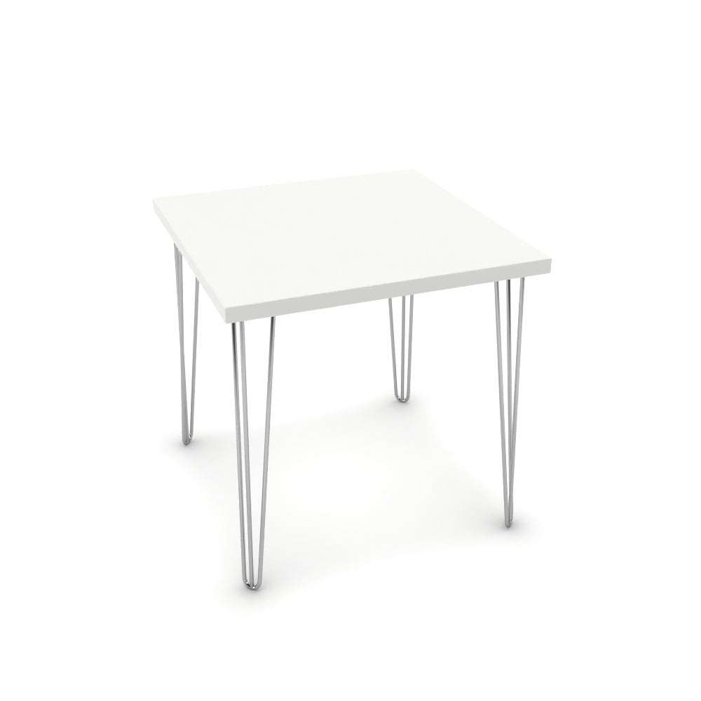 Étkezőasztal - Linga króm lábbal - Alpesi fehér, méret: 75x75