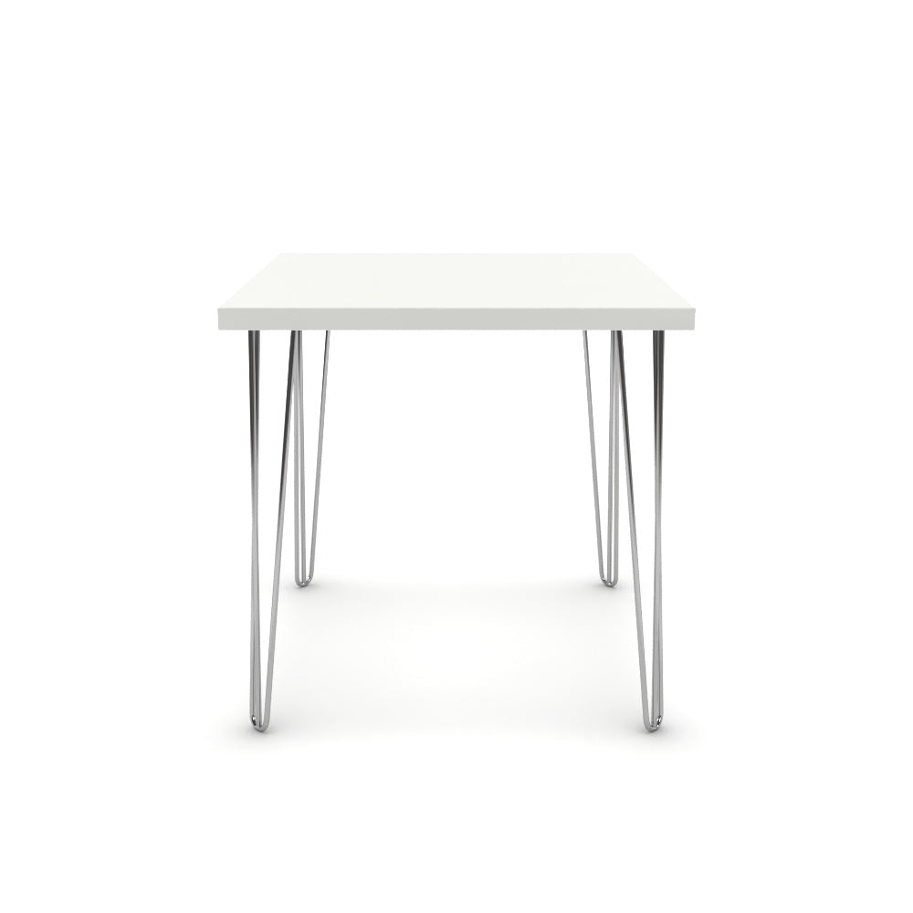 Étkezőasztal - Linga króm lábbal - Alpesi fehér, méret: 75x75