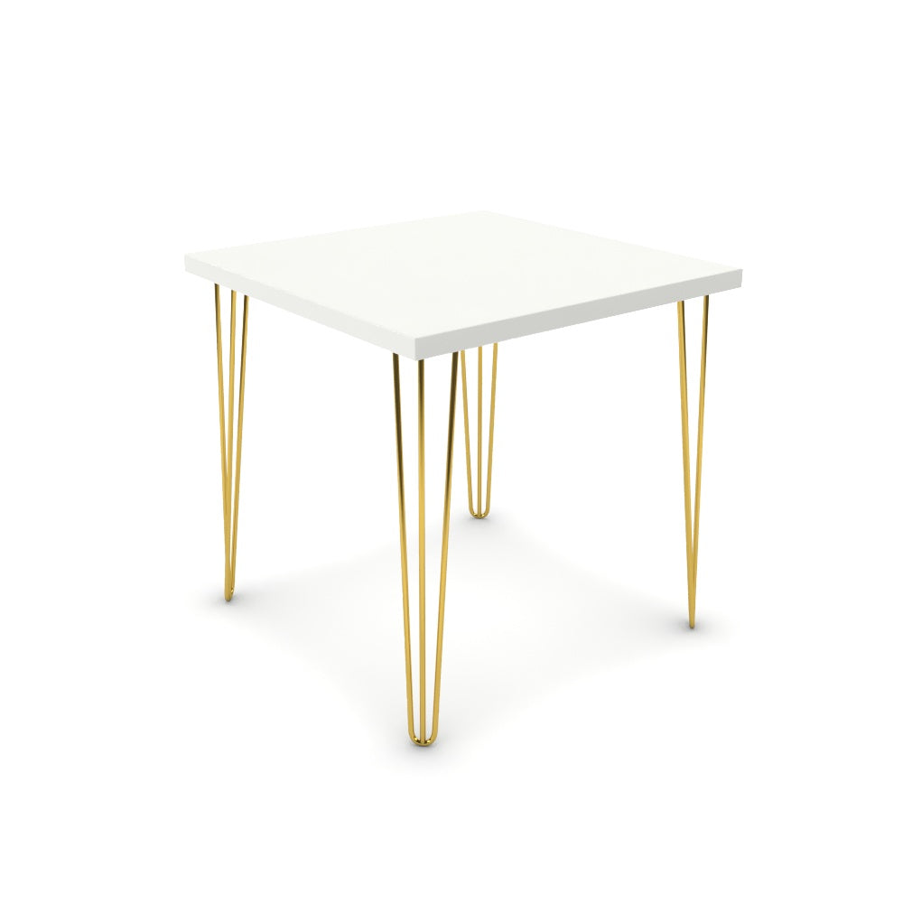 Étkezőasztal - Linga arany lábbal - Alpesi fehér, méret: 75x75