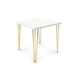 Étkezőasztal - Linga arany lábbal - Alpesi fehér, méret: 75x75
