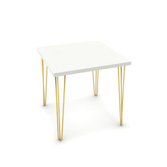 Étkezőasztal - Linga arany lábbal - Alpesi fehér, méret: 75x75